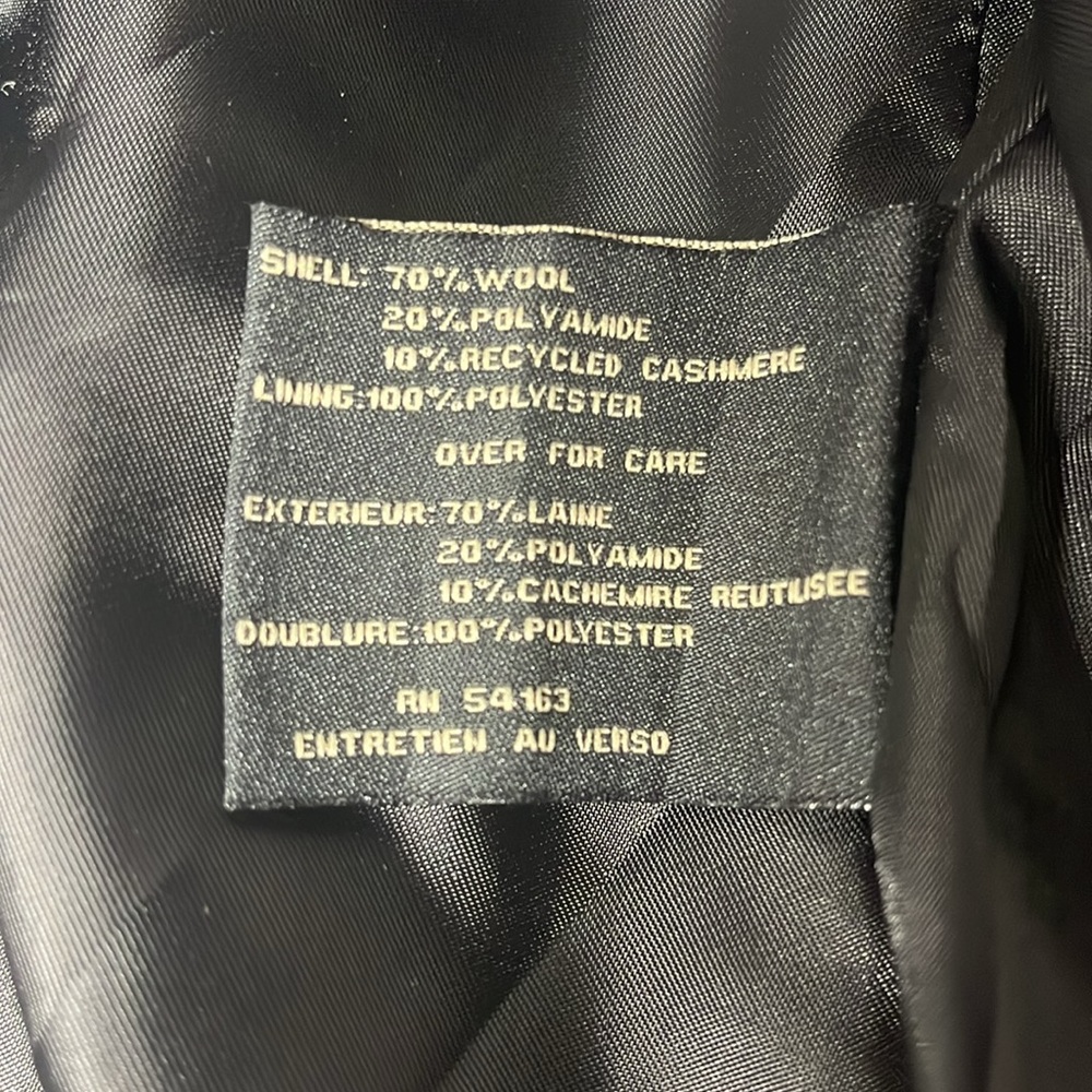 Cole Haan Black Classic Wool Coat - Picture 7 of 7